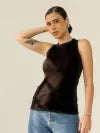 Blusa Regata Canelada 100% Algodão Helô Preto