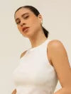 Blusa Regata Canelada 100% Algodão Helô Off White
