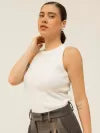 Blusa Regata Canelada 100% Algodão Helô Off White