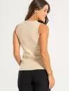 Blusa Regata Canelada 100% Algodão Helô Bege Amêndoa