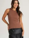 Blusa Regata Canelada 100% Algodão Helô Marrom Cacau