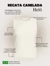 Blusa Regata Canelada 100% Algodão Helô Off White