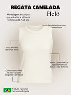 Blusa Regata Canelada 100% Algodão Helô Marrom Cacau