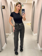 CALÇA WIDE LEG JEANS ESTONADA