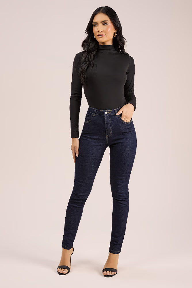Calça skinny basica jeans médio