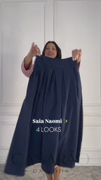 Saia Longa Midi Plissada com Bolsos – Azul Marinho